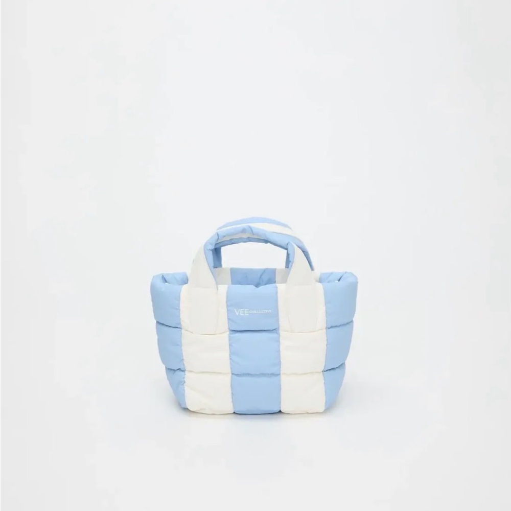 NWT Vee Collective Small Porter Tote - Cerulean Blue Quilted Nylon